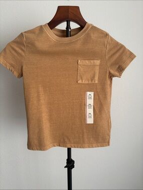 Cat & Jack Tan Short Sleeve Pocket Tee boy XS